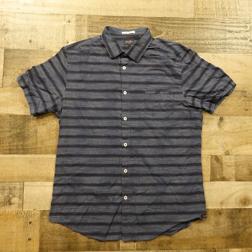 Goodman Brand polo shirt men's large navy stripes‎